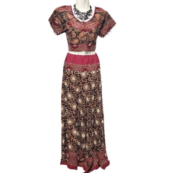 Black and Red Lehenga Indian Skirt Top Costume Party Indian Wedding Guest Dress - Picture 2 of 16